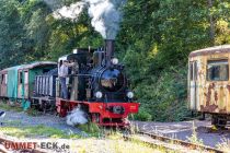 Es sieht aus, als würde die Spreewald die Waggons ziehen. Tut sie nicht. :-) Diese sind auf dem Abstellgleis. • © ummeteck.de - Silke Schön